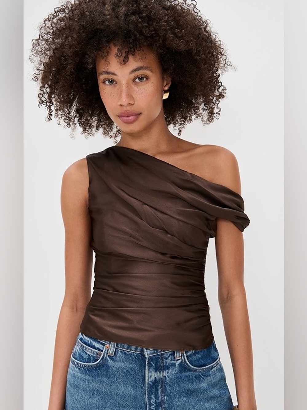 reformation Hera silk top in black bean / size 8
